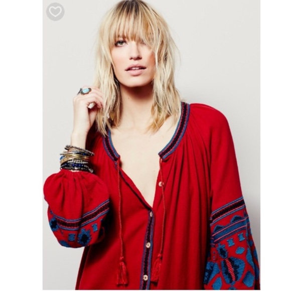 Free People - In the Clear Embroidered Midi - Red - fits Size S M L - Picture 4 of 8